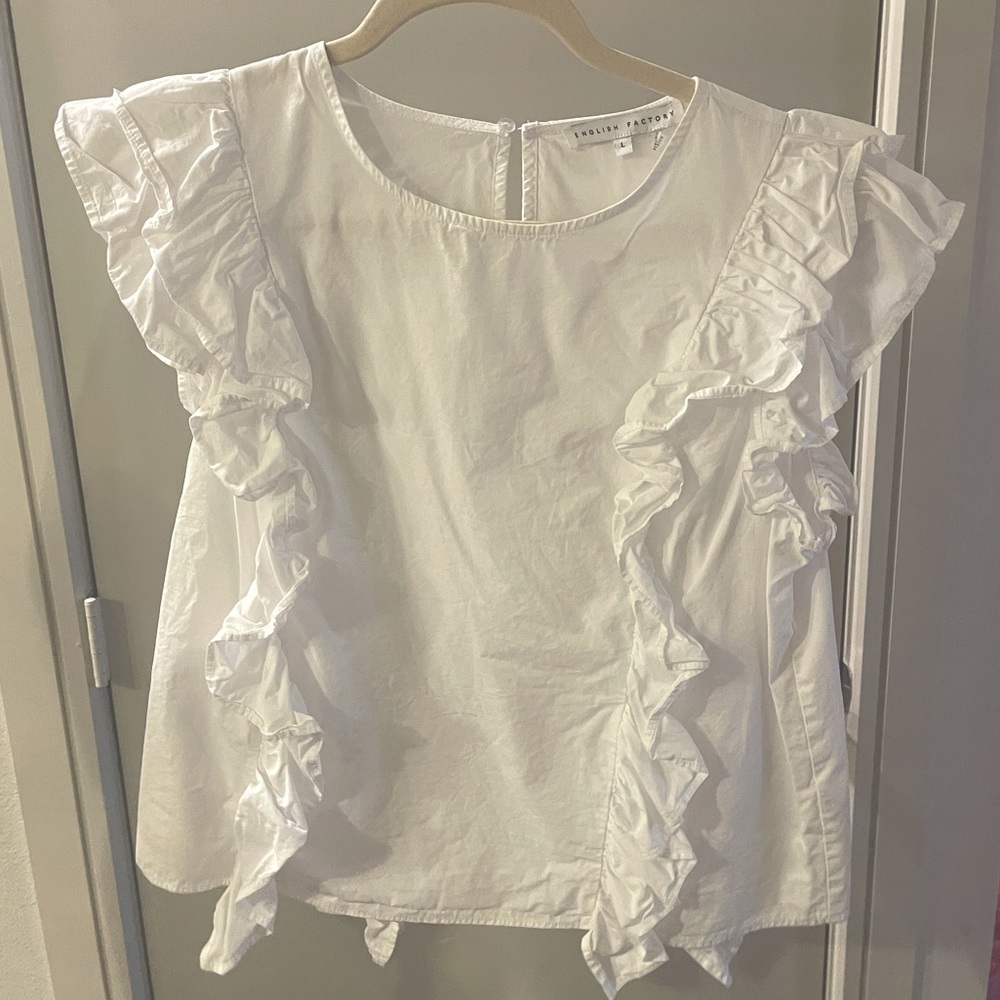 English Factory White Ruffled Shirt